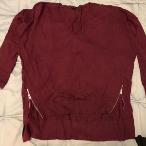 Red Express side zip sweater